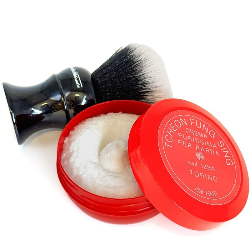 TFS Ciotola Rossa Semi‑Soft Shaving Soap – Classic Almond Scent – 125 ml / 4.2 oz – Rich Vegetable‑Based Lather – Reusable Tub – Crafted in Torino, Italy (Since 1945)