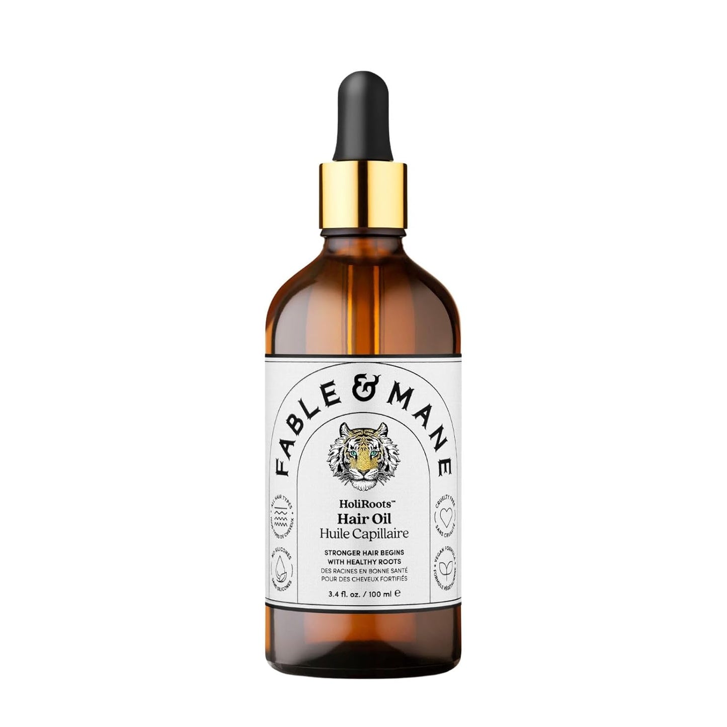 Fable and Mane Hair Oil - HoliRoots Strengthening Serum for Frizzy Hair | Ashwagandha & Castor Oil - 1.8 FL oz