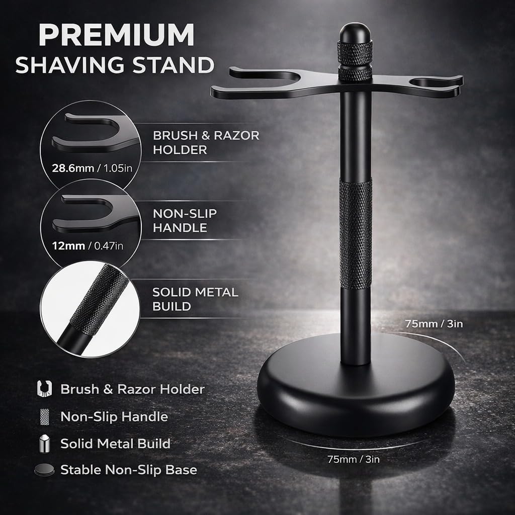 Men's Shaving & Grooming Set, Double Edge Safety Razor, Shaving Brush, Razor & Brush Stand,10 Blades, Shaving Bowl, Valentine Gift For Men, Gift for Fathers/Dads (Black).