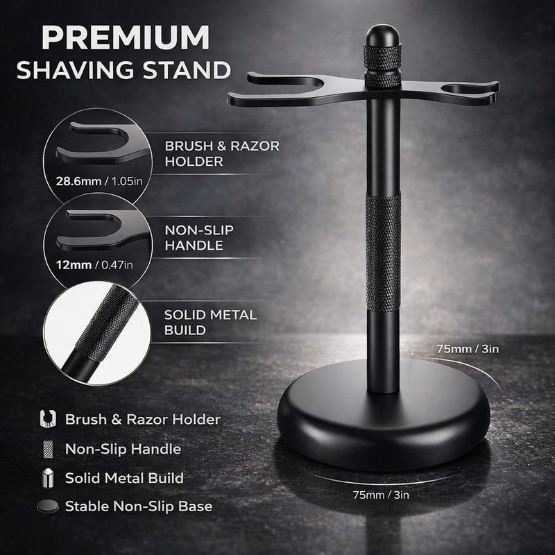 Men's Shaving & Grooming Set, Double Edge Safety Razor, Shaving Brush, Razor & Brush Stand,10 Blades, Shaving Bowl, Valentine Gift For Men, Gift for Fathers/Dads (Black).