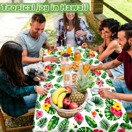 QZYL 4-Pack Hawaiian Luau Tablecloths - 108" x 54" Floral Design
