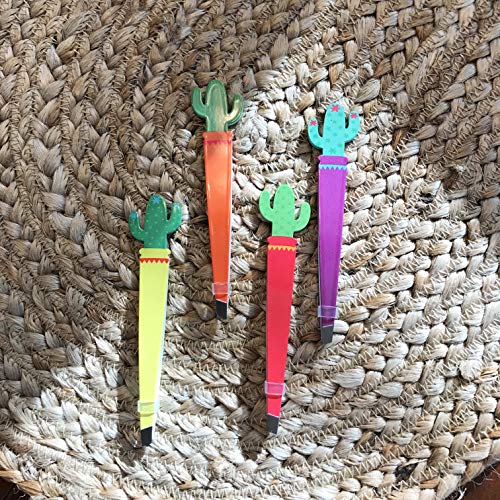 Cactus Slant Tweezers - Surgical Steel Hair Tweezer Set, 4 Pack