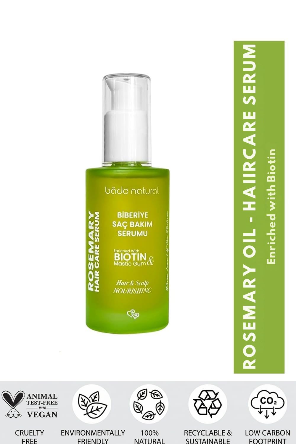 Bade Natural Hair Strengthening Serum with Rosemary Oil & Biotin – Natural Hair Care Formula for Thinning and Damaged Hair – Nourishing Scalp Oil with Argan & Vitamin B5 – 1.7 fl oz