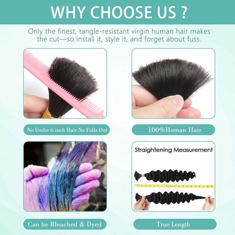 Human Braiding Hair - T30 Ombre Deep Wave Extensions | 18 Inch, 150g, 6 Bundles for Boho Braids