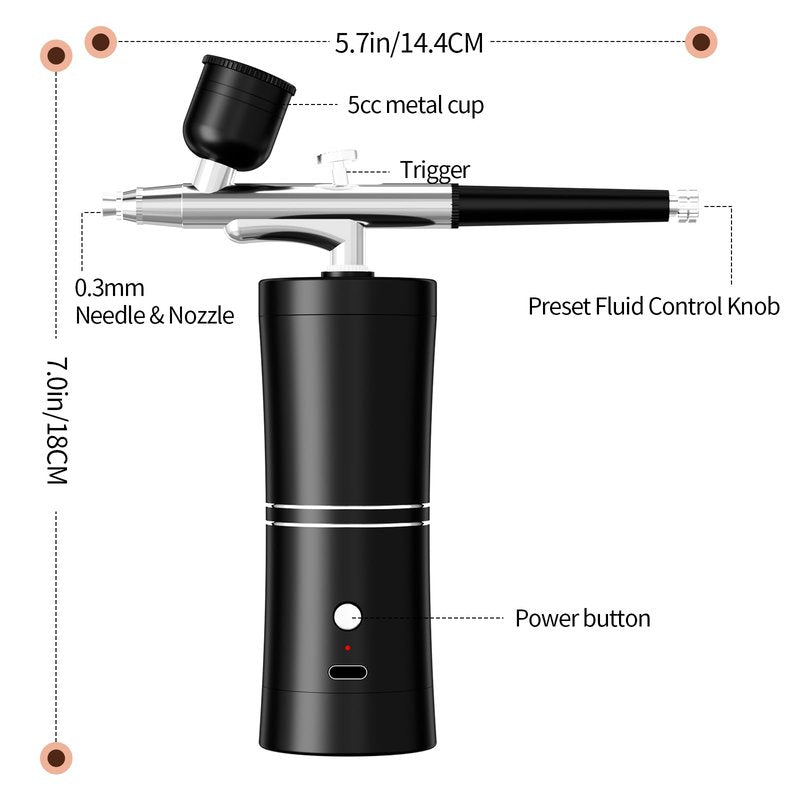 Airbrush Kit With Compressor Portable Airbrush Air Brush Kit with Air Compressor Airbrush for Nails Airbrush Compressor High Pressure Nail Airbrush Machine Handheld Mini Air Brush Kit (Black)
