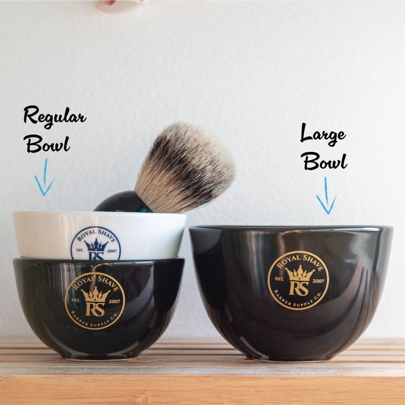 ROYAL SHAVE Ceramic Textured Shaving Bowl – Shave Soap & Shaving Cream Dish, Textured for Rich Lather – LARGE (Black)