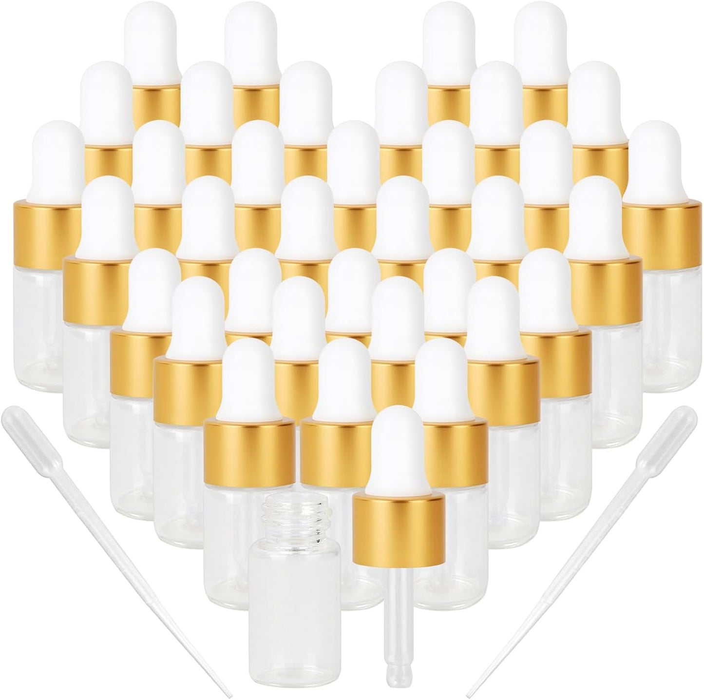 Amber Glass Dropper Bottles - 1ml Serum Travel Containers | Ideal for Essential Oils, Tinctures, & Cosmetics