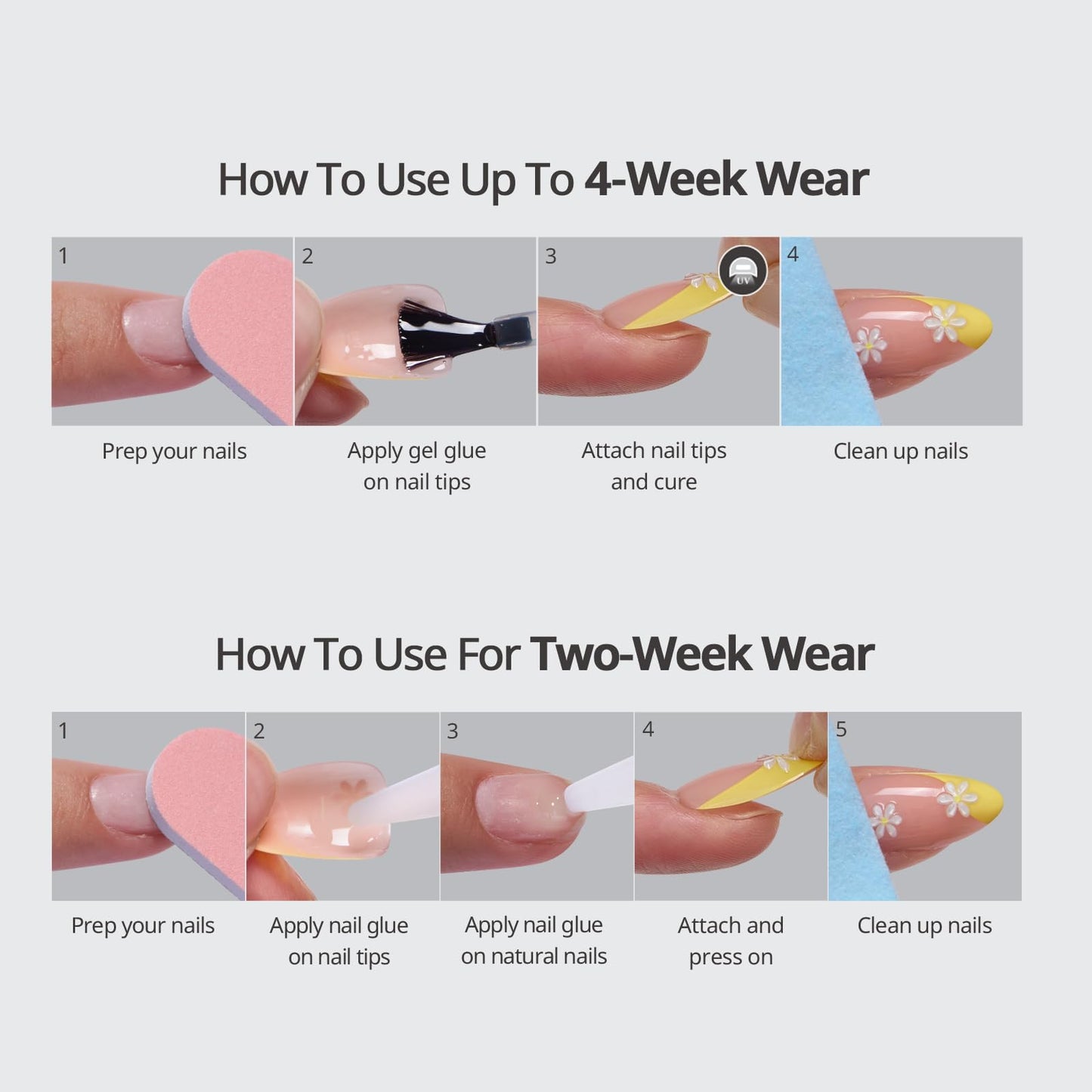 BTArtbox French Tip Press On Nails - A Little Romance, Lamp-Curable 4-Week Wear Hot Pink Short Square Press On Nails with Glue and Adhesive Tabs, Easy-to-Apply in 16 Sizes - 32 Nails All-in-One Kit