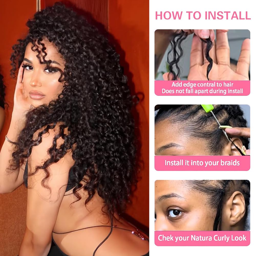 Beafay Afro Kinky Curly Human Crochet Hair 20inch 60g Knotless Pre-Separated Feather Crochet Real Human Hair Afro Kinky Burmese Curly Crochet Lightweight Reusable Remy Hair Extensions for Women