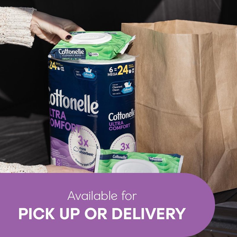 Cottonelle Ultra Soft Toilet Paper with Cushiony CleaningRipples Texture, Strong Bath Tissue, 24 Family Mega Rolls = 108 Regular Rolls (4 Packs of 6)