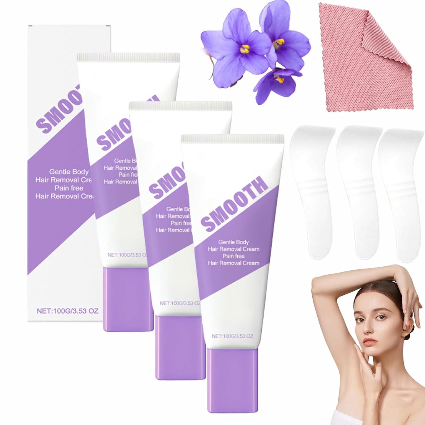 Gentle Body Hair Removal Kit - Soothing Spray for Sensitive Skin | Smooth Legs & Body for Men & Women