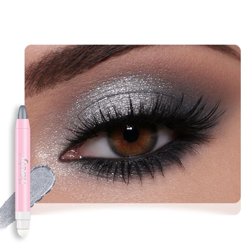 Monochrome Cream Glitter Eye Shadow Stick Palette - 2-in-1 Waterproof Eyeshadow & Eyeliner Pencil for Mature Women | Vegan & Cruelty-Free | 06 Shimmer Dark Brown