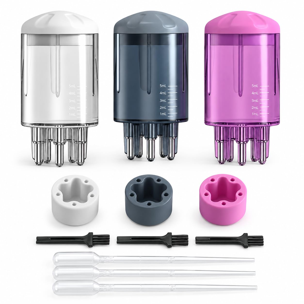 Minoxidil Applicator Set - 3 Pack Scalp Oil & Hair Oil Bottles | Mess-Free 5 Spouts for Easy Application