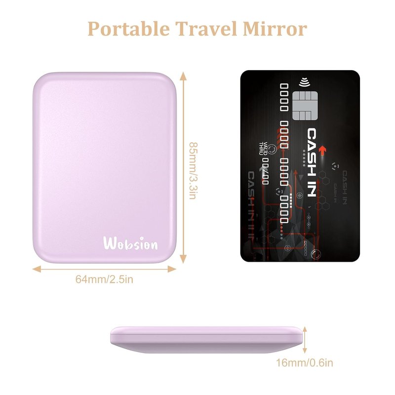 Rechargeable Travel Makeup Mirror with Light - 1x/3x Magnification, 3 Color Modes | Compact & Portable, Purple