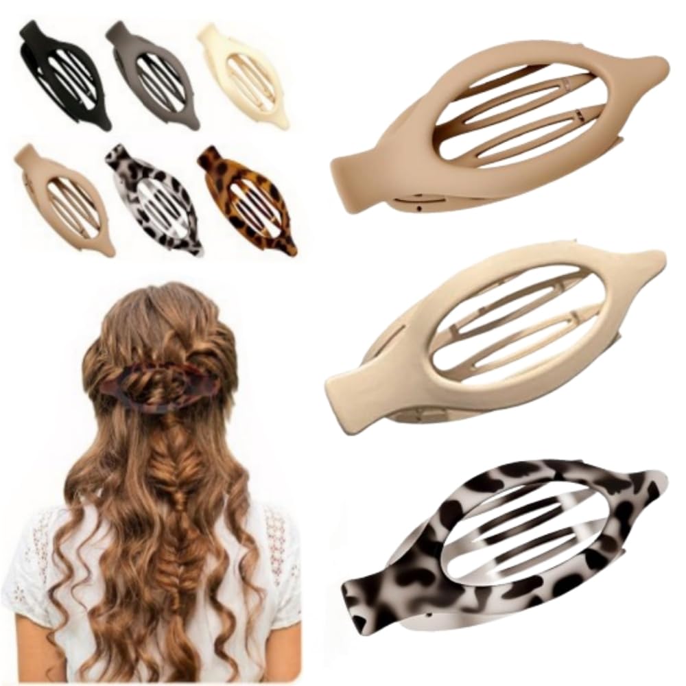 Flat Hair Clips for Women - 3PCS No-Slip Grip Claw & Duckbill Clips | Multicolor Set for Thick or Thin Hair
