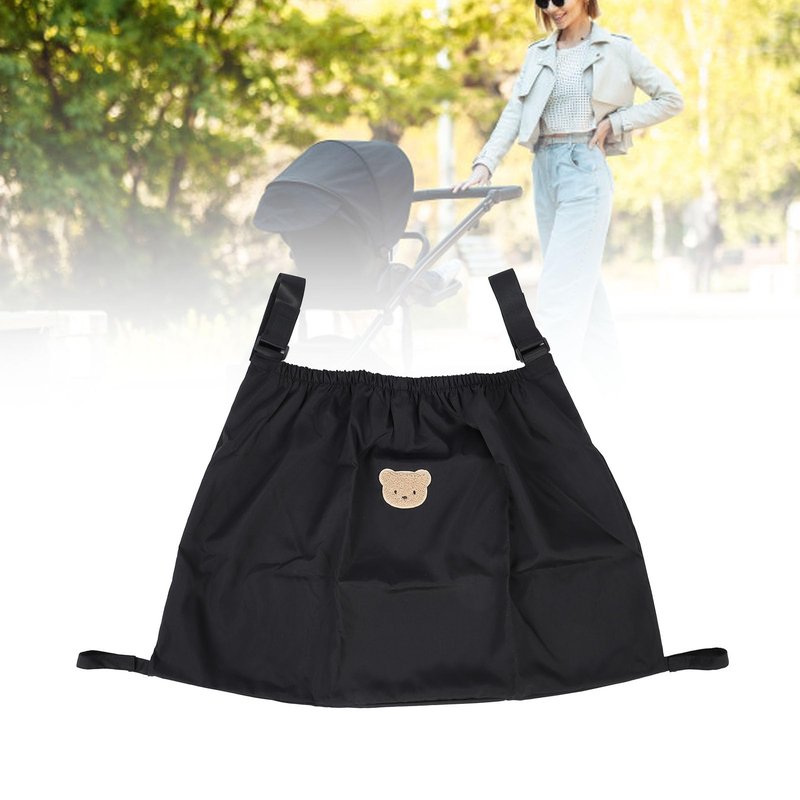 Universal Stroller Organizer, Nylon Stroller Storage Bag for Baby Essentials, Large Capacity Stroller Organizer Bag with Hook & Loop, Cargo Bag for Umbrella & Pet Stroller Accessories (Black Bear)