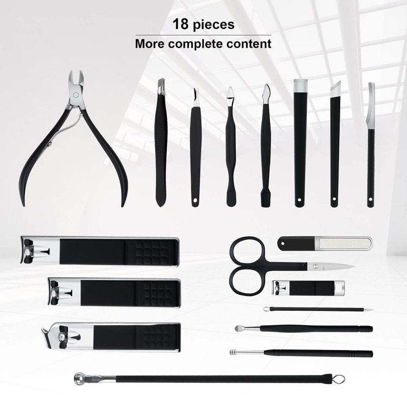 Manicure Set Professional Nail Clippers Kit Pedicure Care Tools- Stainless Steel Women Grooming Kit 18Pcs for Travel or Home (Pink)