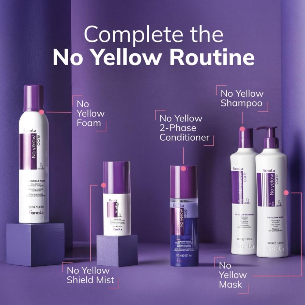 Fanola No Yellow Purple Hair Mask - Deep Conditioning for Blonde & Grey Hair | 33.8 Fl Oz