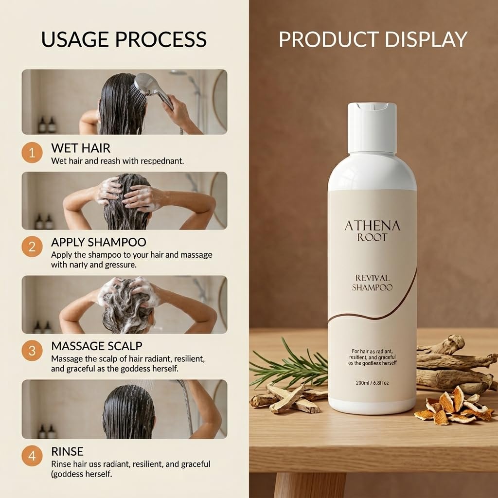 Athena Root Revival Shampoo - Hair Growth Formula for Thinning Hair | 6.8 Fl. Oz + Scalp Brush