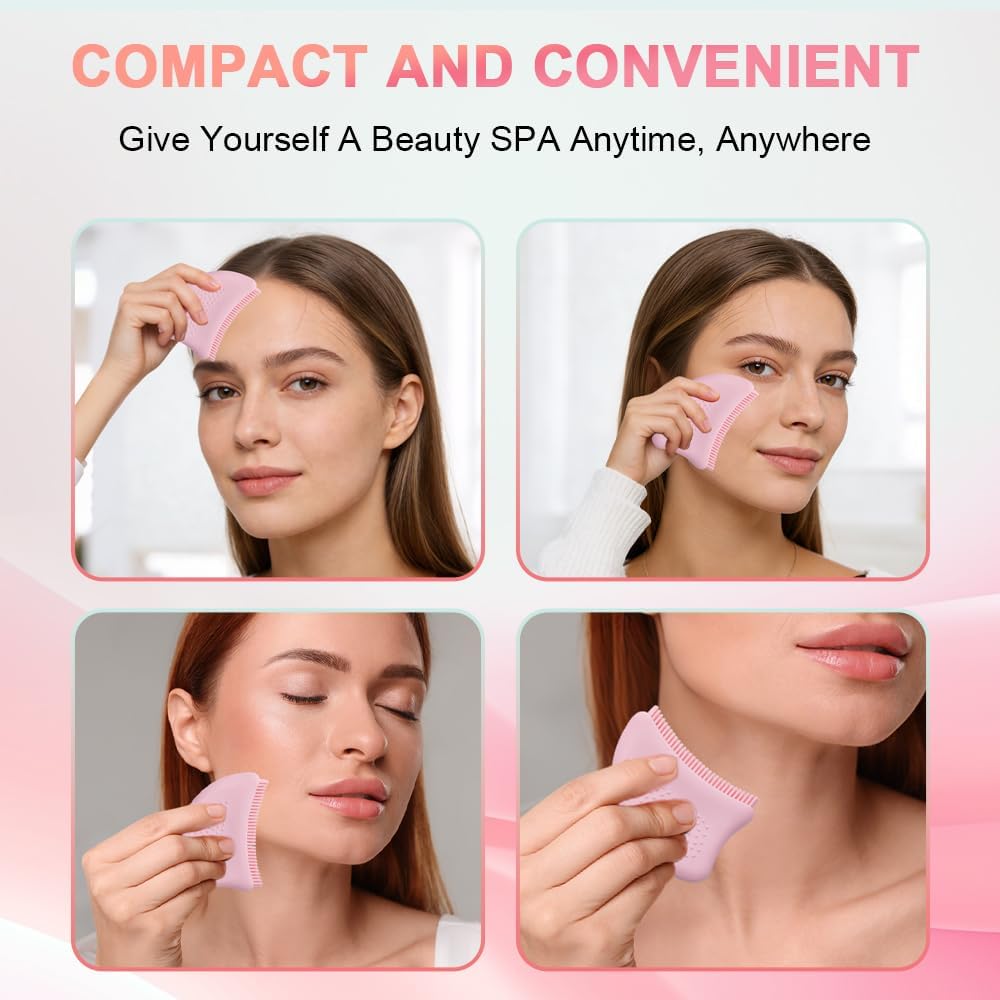 Lymphatic Contour Face Brush - Silicone Massager for Drainage & Sculpting | 2-Piece Set with Travel Case