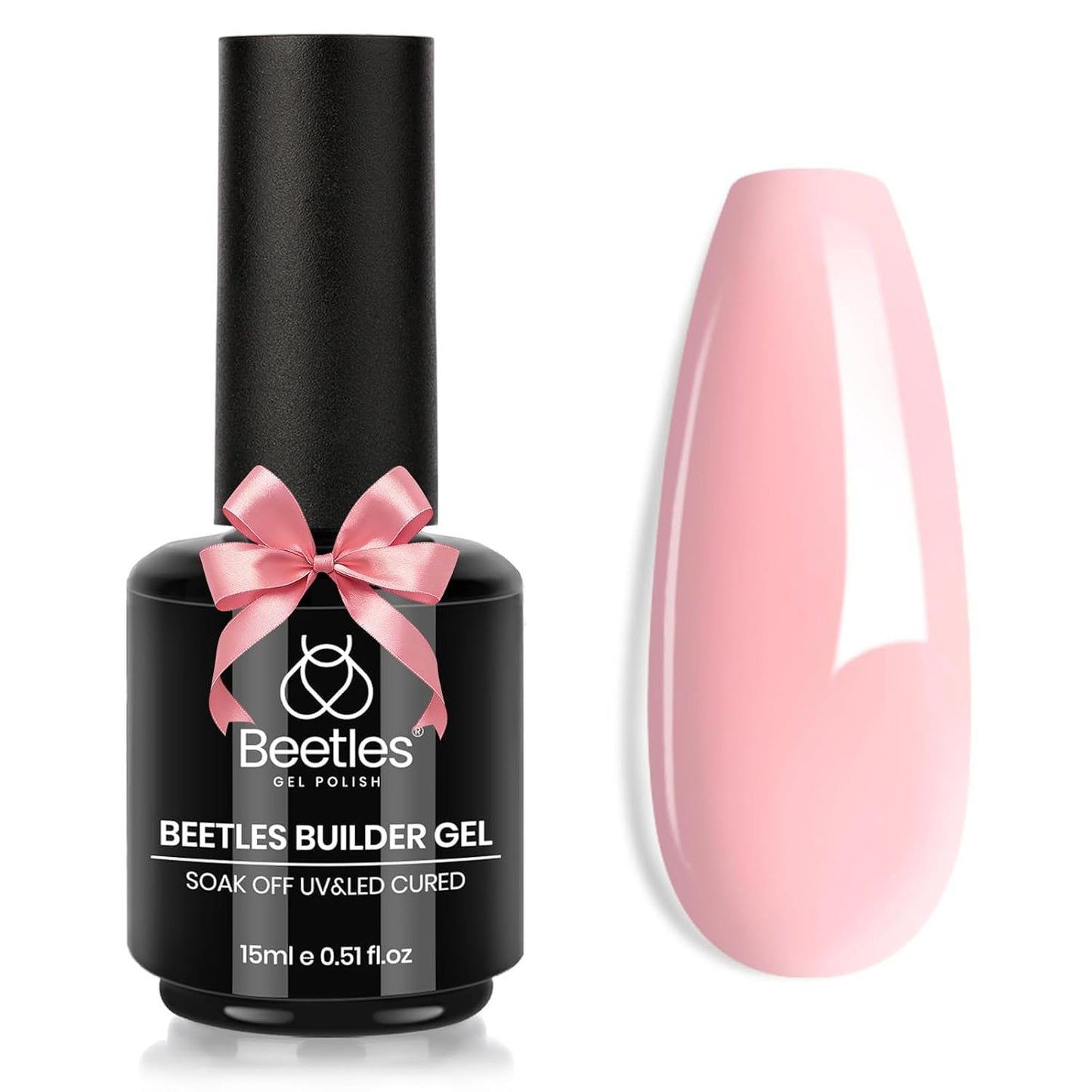 Beetles Builder Gel - 0.5oz Jelly Pink Nail Building Gel | HEMA & TPO Free, 7-in-1 Strengthening Formula for DIY Nail Art