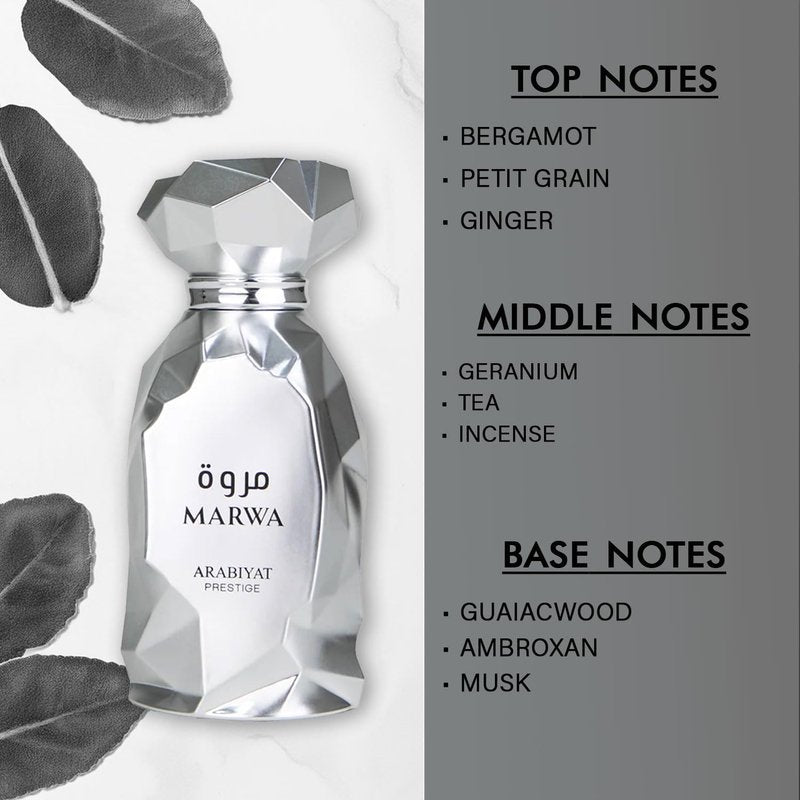 Arabiyat Prestige Marwa Eau de Parfum for Men - 100ml Silver Bottle | Premium Fragrance from UAE