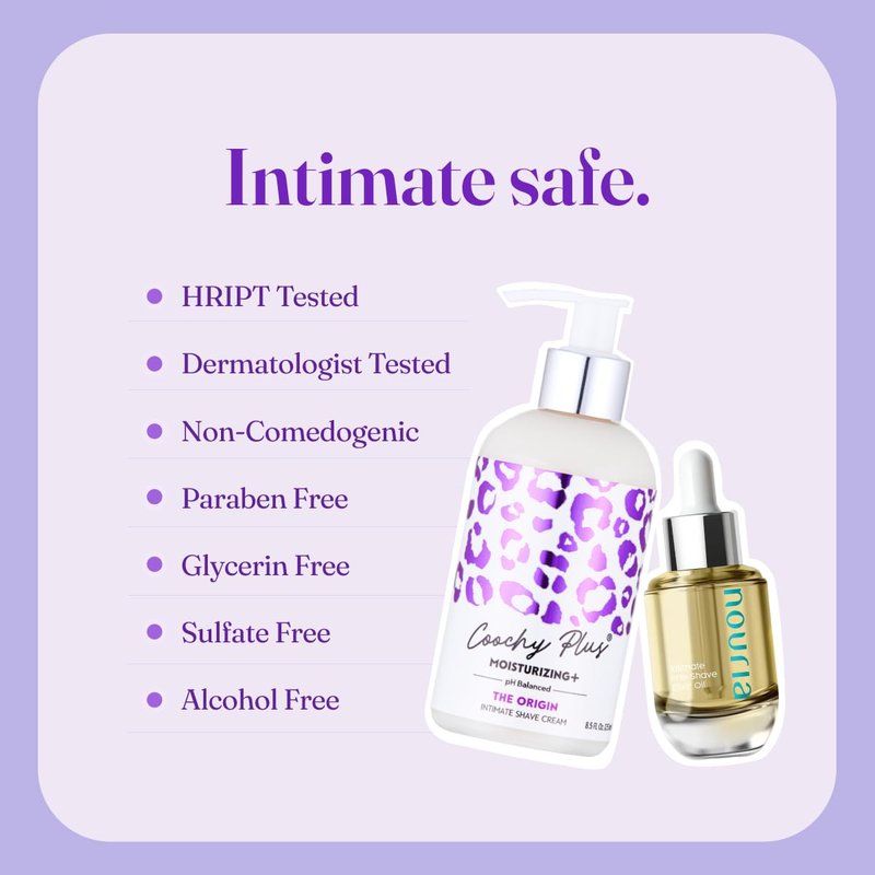 IntiMD Coochy Plus Intimate Shave Cream + Pre-Shave Elixir Moisturizer Oil Kit - HydroLock & MOISTURIZING PLUS Continuous Hydration Reliefs Razor Burn Bump Ingrown Hair