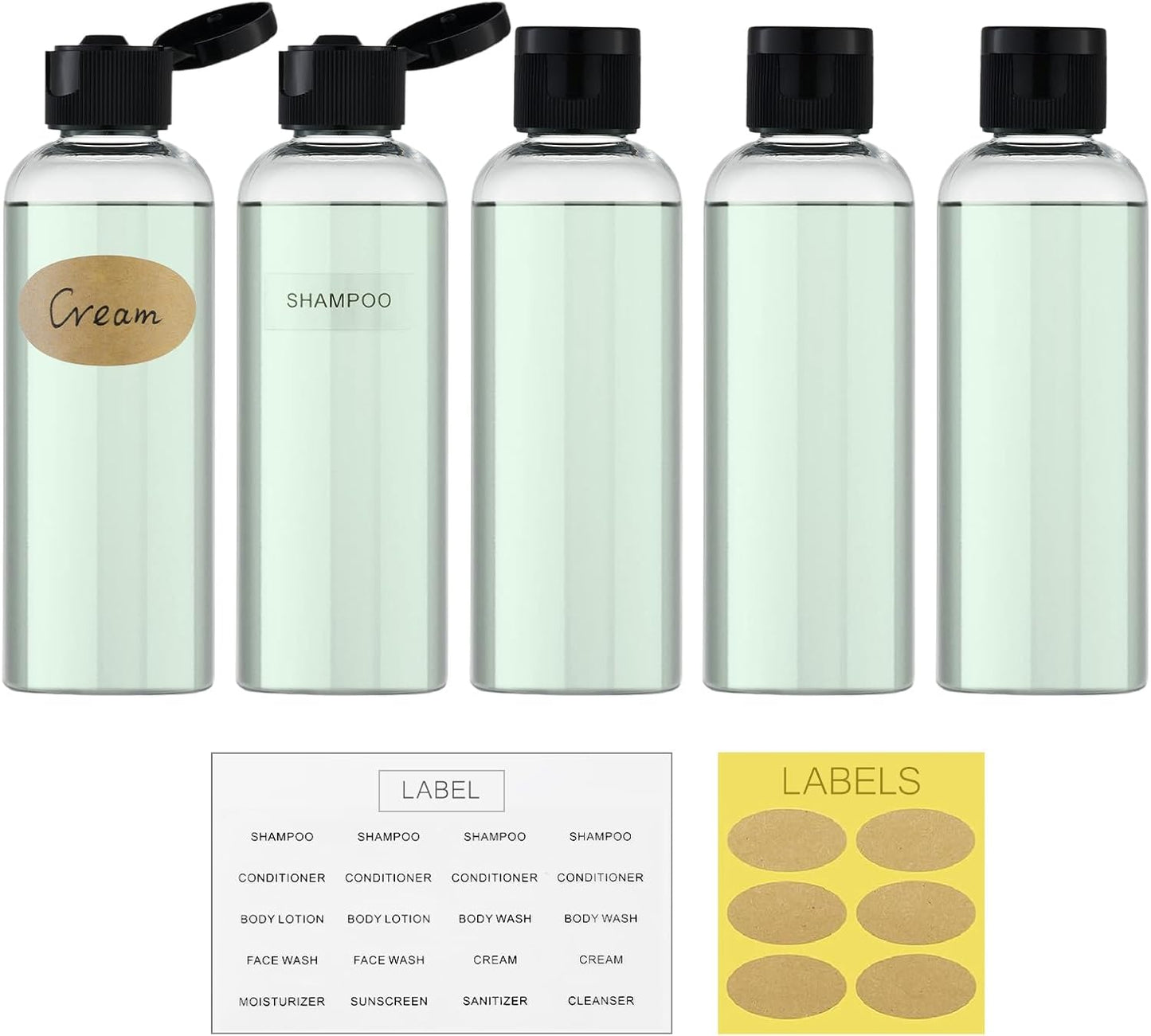 Travel Bottles for Toiletries - TSA Approved 3.4 oz Clear Squeeze Containers | Leak-Proof Mini Liquid Tubes for Shampoo & Lotion