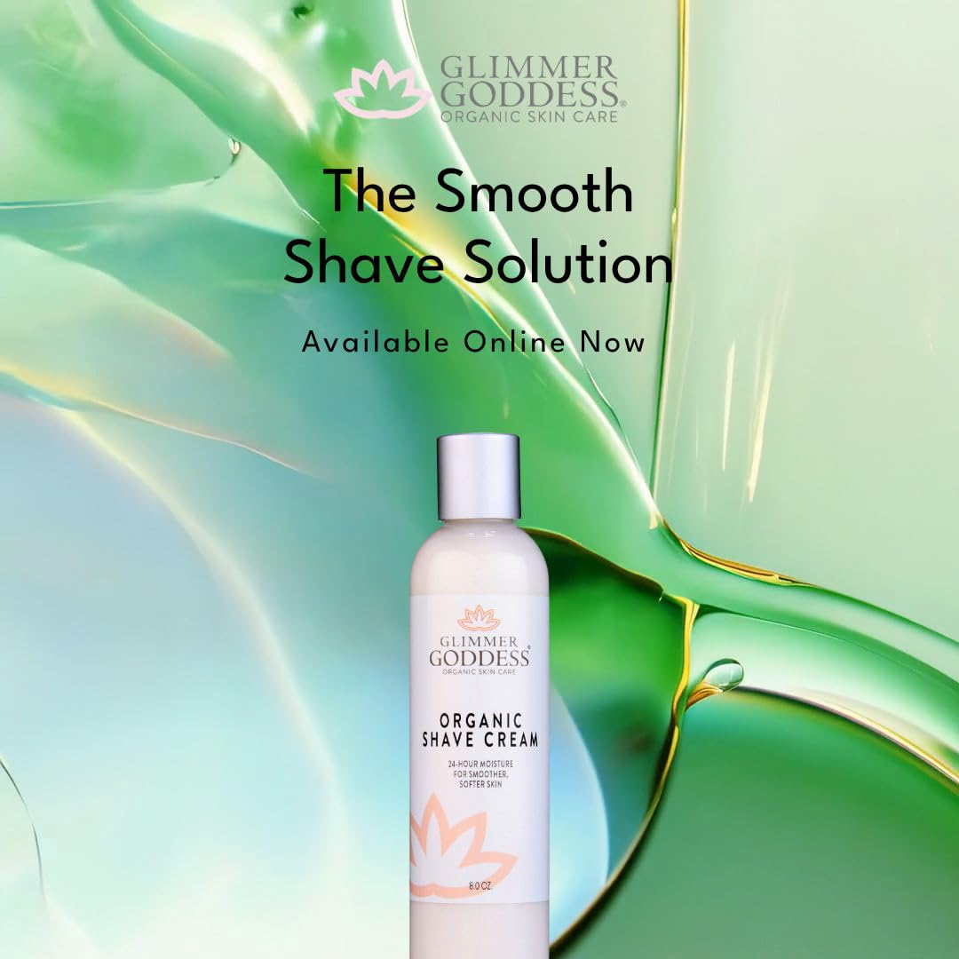 Glimmer Goddess Organic Shave Cream, Unscented, For Sensitive Skin, With Coconut Oil, Shea Butter, Aloe Vera