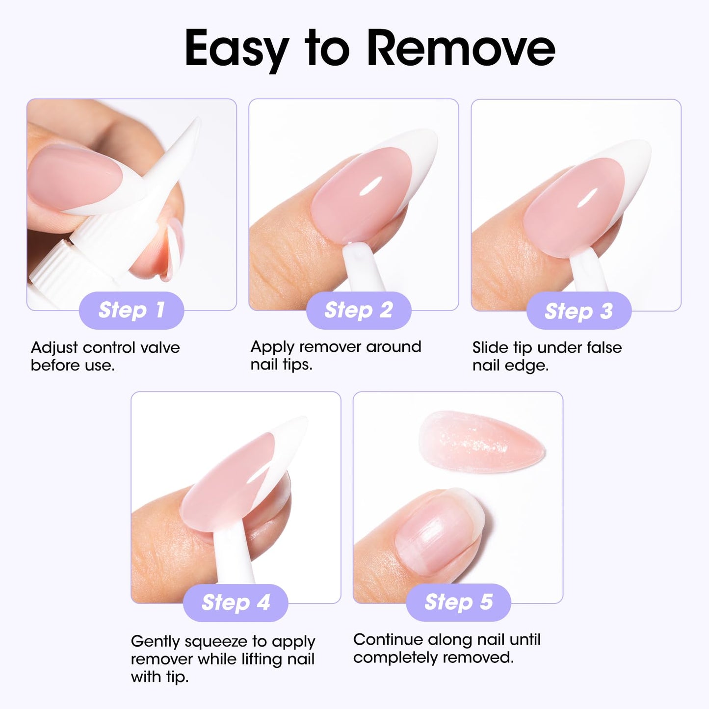 Gellen Semi Solid Nail Glue & Glue Remover for Press ons, Quick Dry Lamp-Free Nail Gel Glue for Nail Tips, Non-Acetone Nail Glue Remover Pen with Precision Nozzle, Safe & Gentle Formula