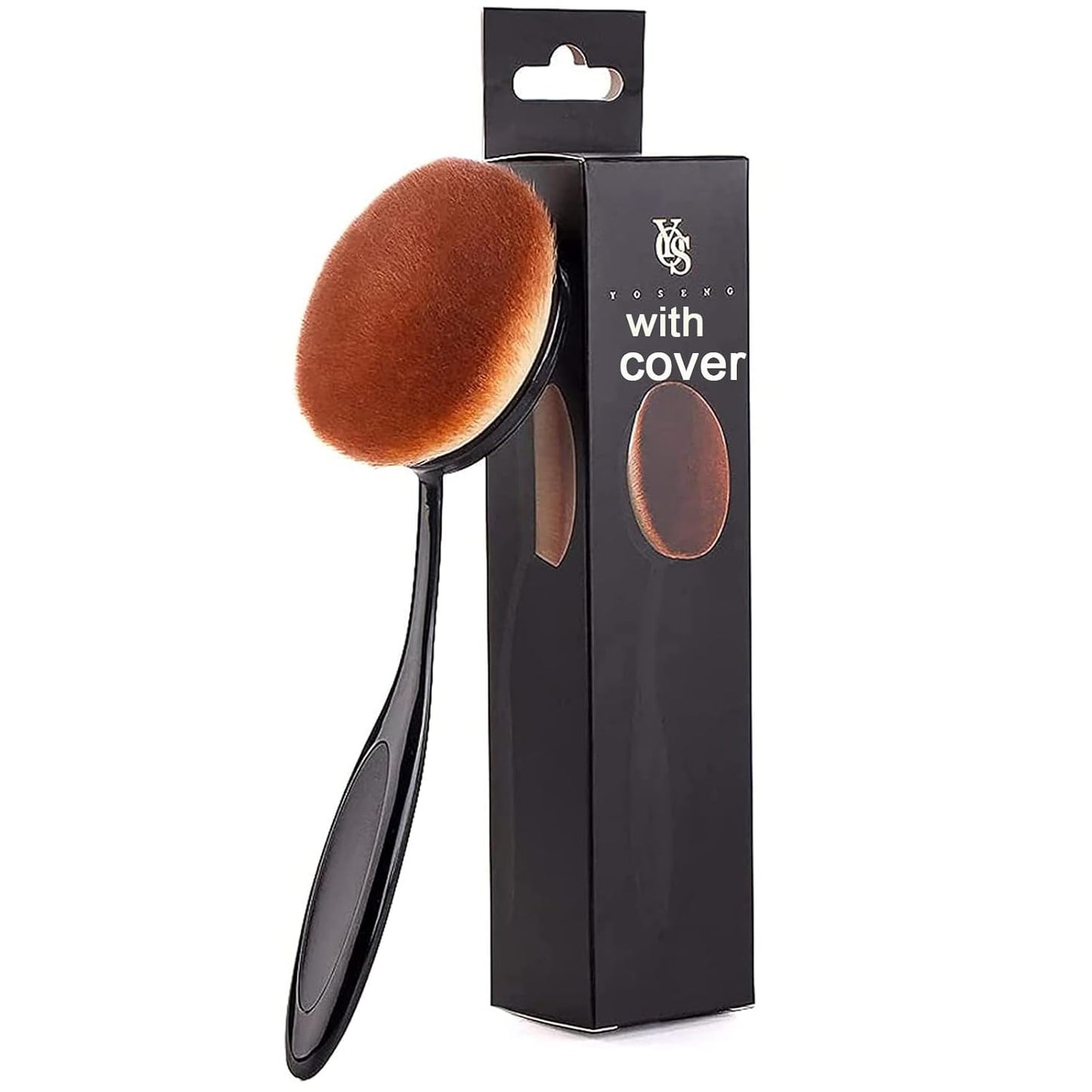 Oval Foundation Brush - Large Toothbrush Design for Flawless Liquid & Cream Application | All Black