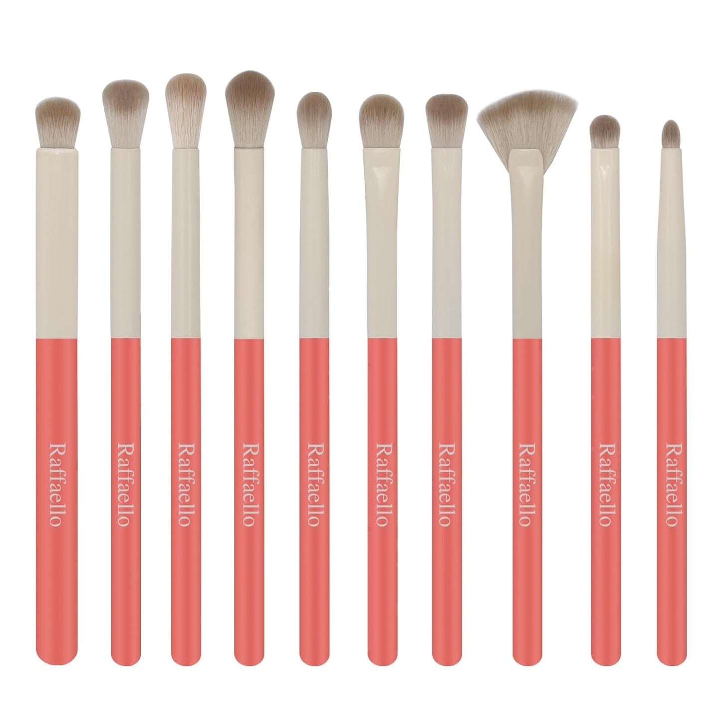 Raffaello Eyeshadow Brush Set - 10 Professional Eye Makeup Brushes for Liquid, Cream & Powder | Soft Bristles, Wood Handle, Blue