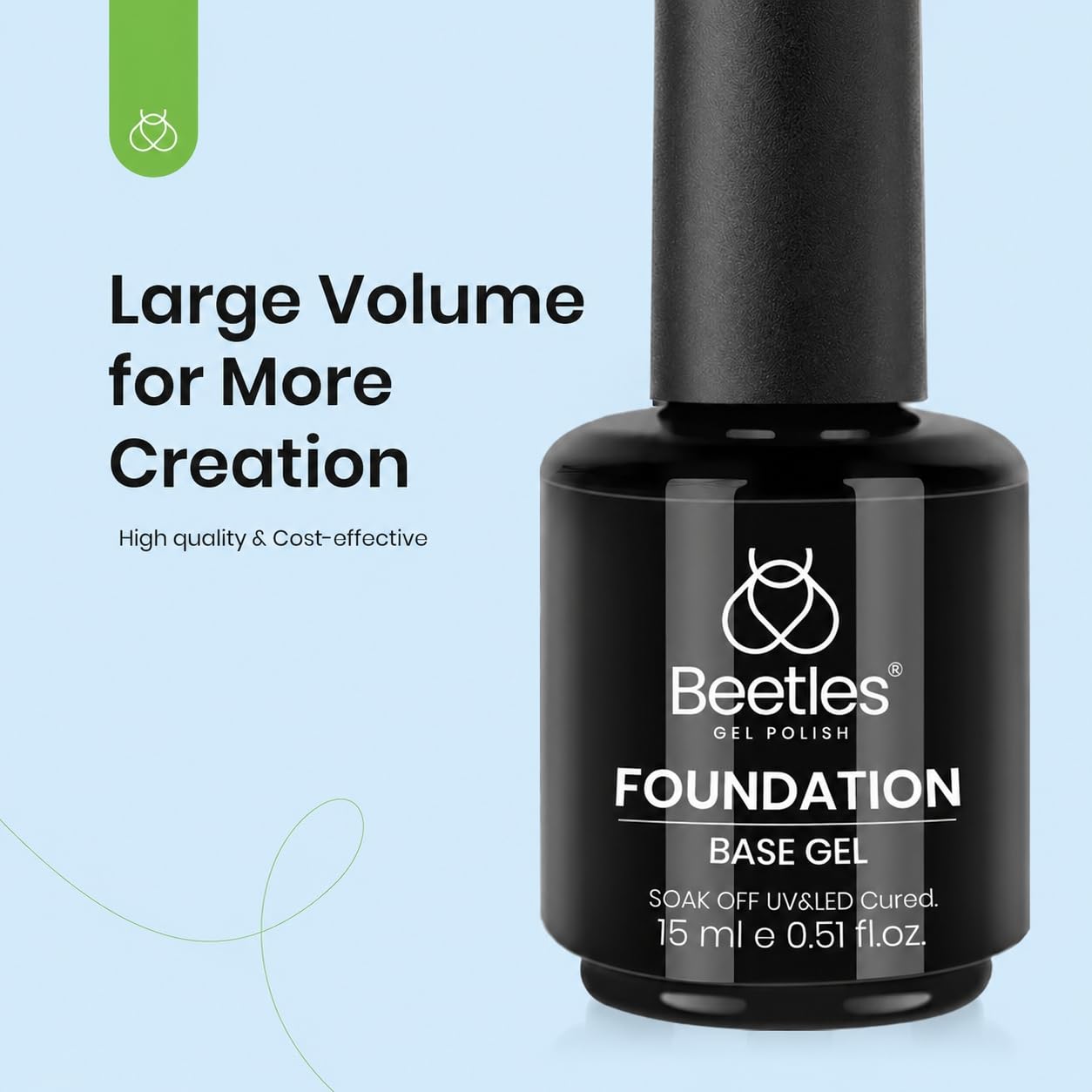 Beetles 3Pcs 15ml Builder Nail Gel with No Wipe Top Coat and Base Coat Kit for Gel Polish Shine Finish & Long Lasting Nail Protection UV/LED Lamp Needed Gift for Women
