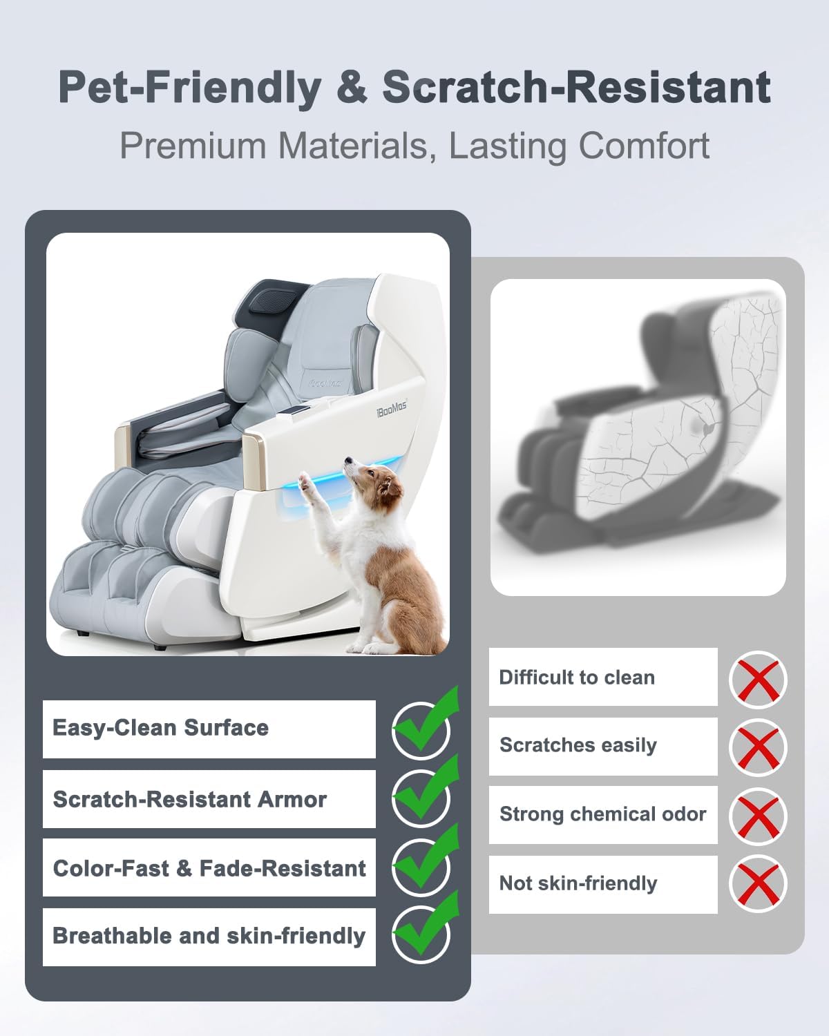 Massage Chair - Full Body Zero Gravity Recliner with 54in SL-Track, 18 Modes, Foot Massage & AI Voice Control | White & Grey