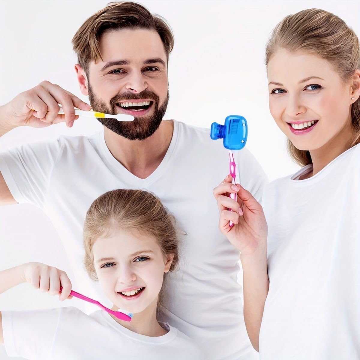 Toothbrush Covers - 4 Pack Portable Clip-On Protectors for Travel & Home | Blue & Red