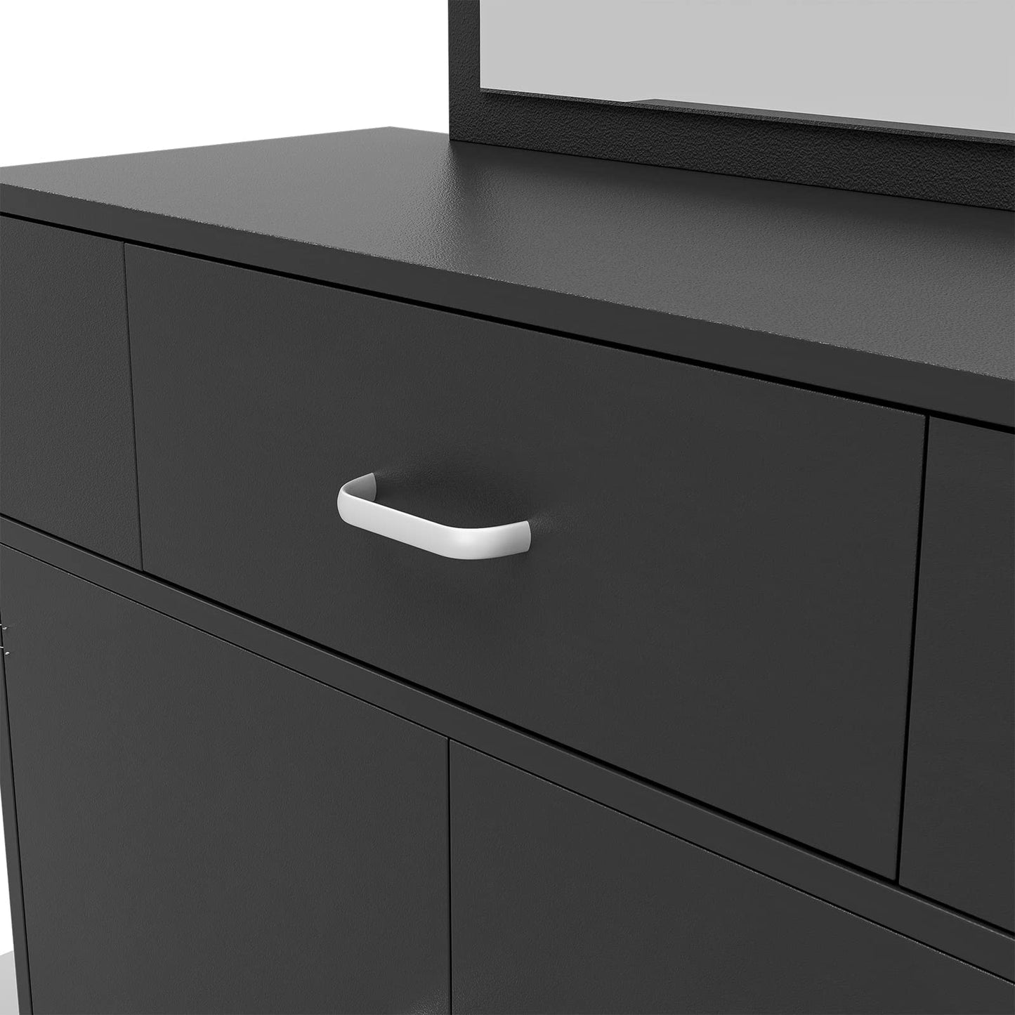 Belandi Wall Mount Salon Station Barber Stations Styling Station with Mirror Drawer Storage Cabinet Spa Salon Equipment(Black)