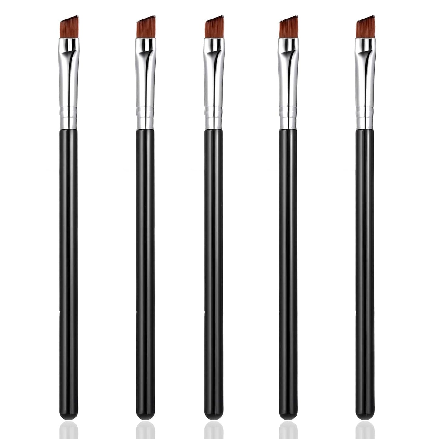 Angled Eyeliner Brush Set - 5Pcs Fine Slanted Brushes for Eye Makeup | Soft Synthetic Bristles