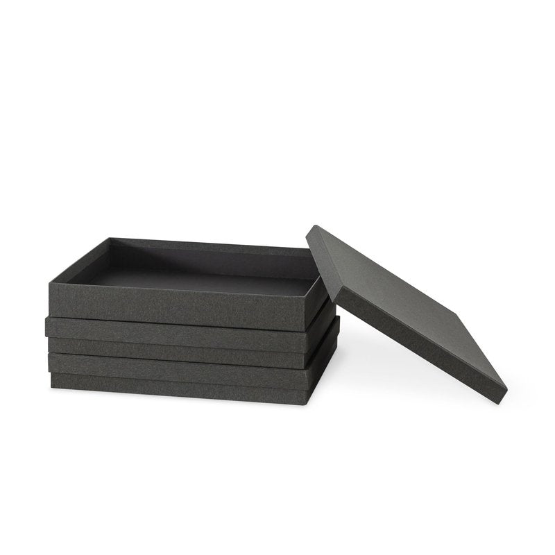 Soul & Lane Document Storage Boxes - Set of 3 (13.2" x 9.8" x 1.8"), Versatile Photo & Craft Organizer for Home & Office, Stackable Cardboard Storage for Letters, Files & Memorabilia, Slate Gray