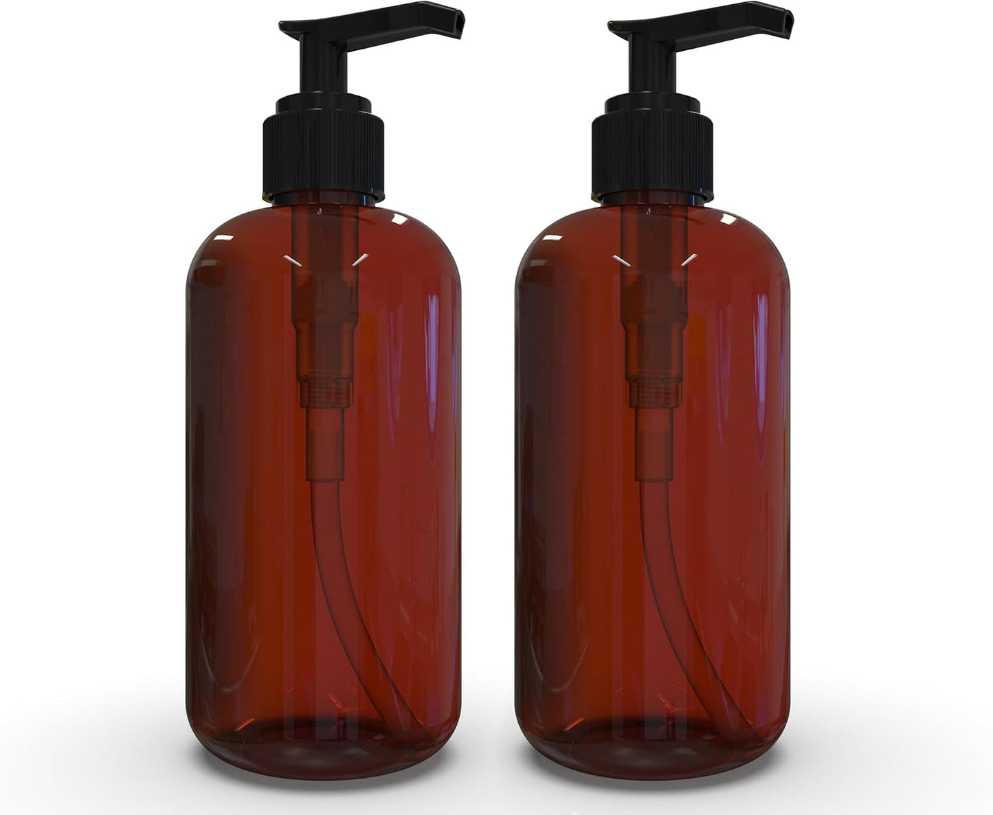Plastic Pump Dispenser Bottles - 8 OZ BPA-Free Refillable Containers for Body Wash, Moisturizer, Face Cream | Clear/White - 2 Pack
