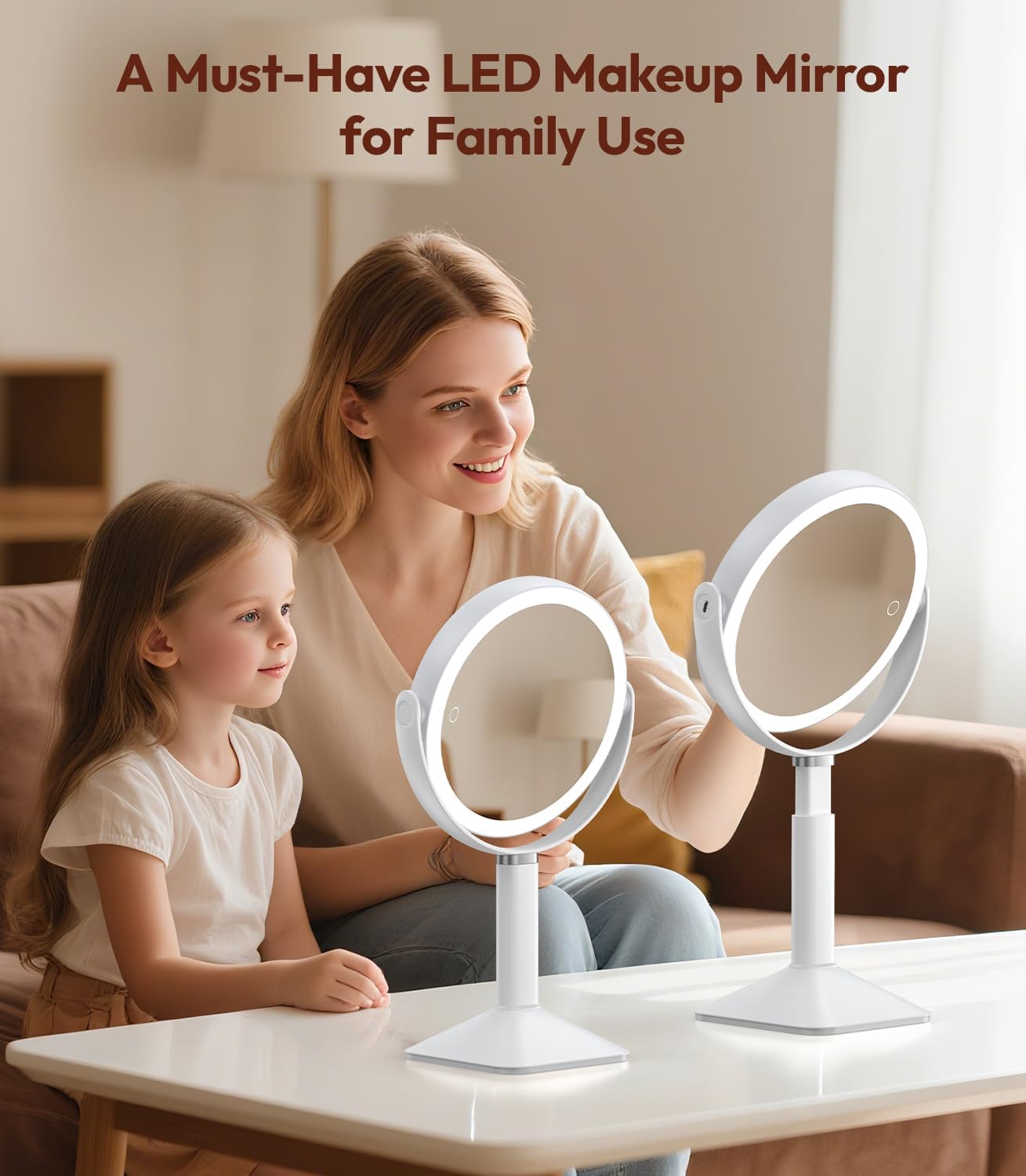 Lighted Makeup Mirror - 30X Magnifying Vanity Mirror with Adjustable Height & 3 Color Dimming | Rechargeable 4000mAh Battery