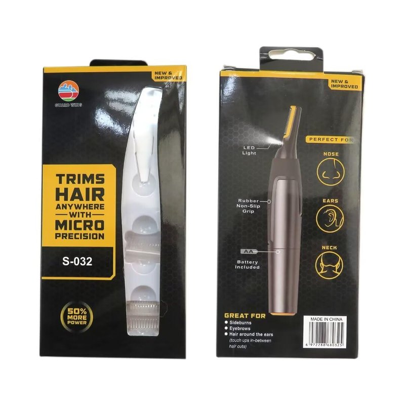 USonline911 Electric Nose Hair Trimmer Men Women Neck Eyebrow Trimmer Shaver Man Clean Trimer Razor Remover 2 x Brush Heads & 1 x Hair Brush 5.91x0.98in Gray Non-Slip G rip