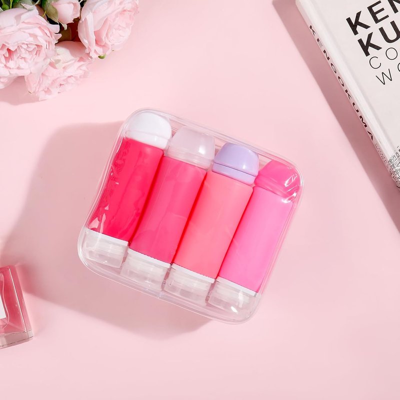 Travel Bottles for Toiletries - 21 Pack Leak-Proof Silicone Containers | TSA Compliant, BPA Free, Pink