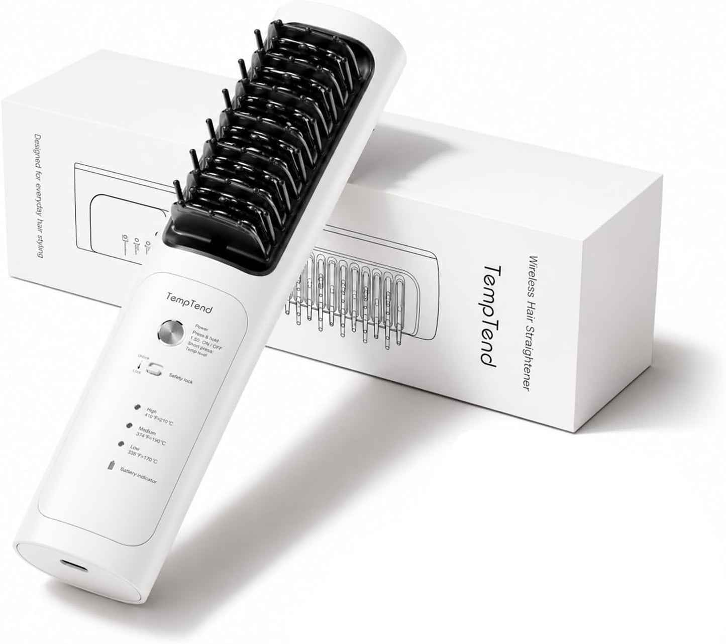 Cordless Hair Straightener Brush - Portable Ionic Styling Tool with 3 Heat Levels | Mirage Pink