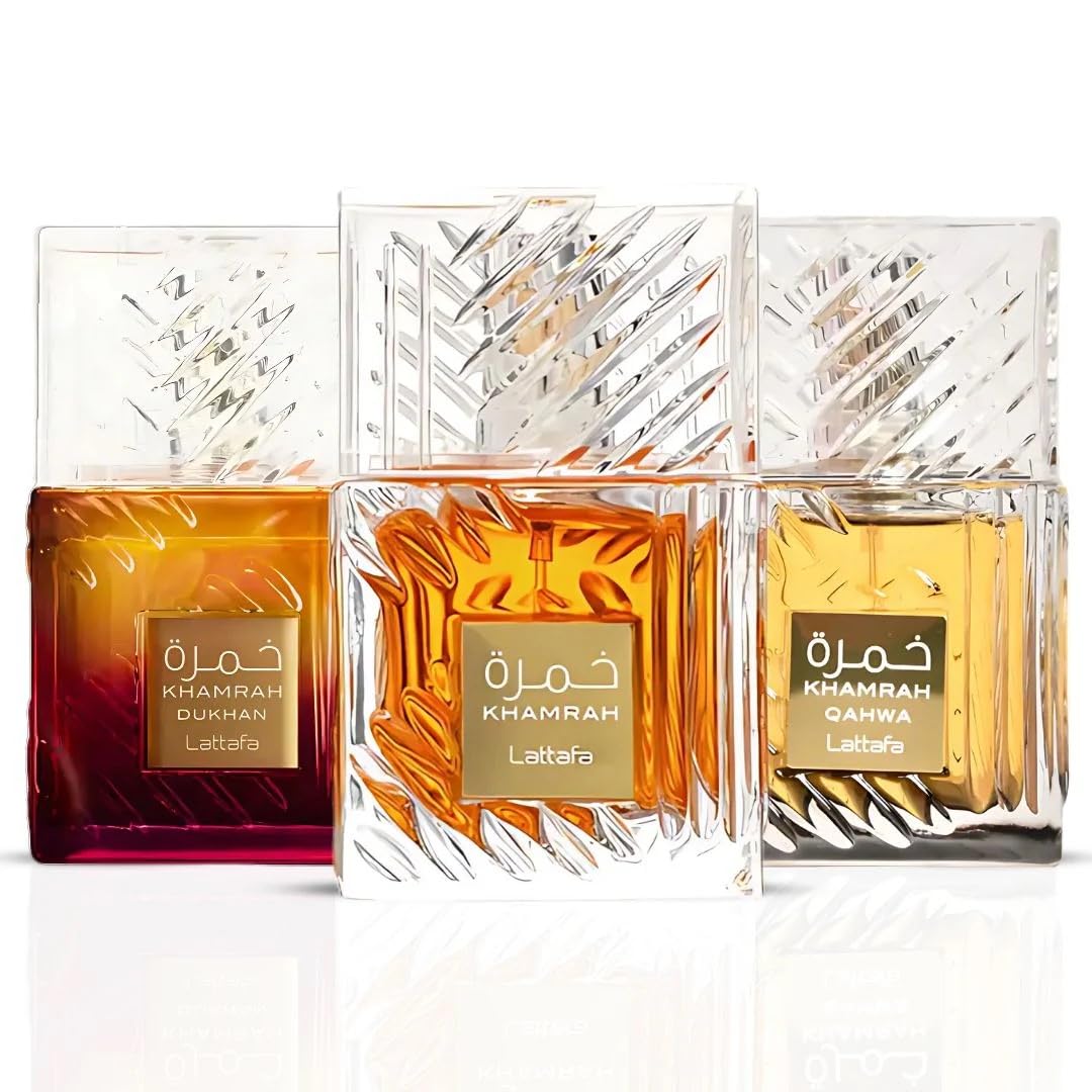 Lattafa Khamrah Qahwa & Dukhan Eau De Parfum - Unisex Long-Lasting Fragrance | 100ML (3.4 OZ) Gift Set