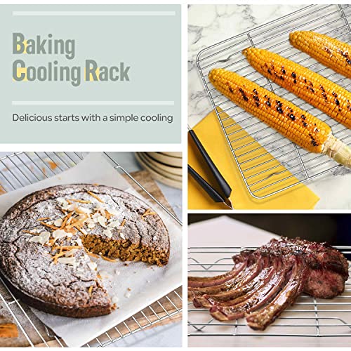 Herogo 2 Pack Stainless Steel Cooling Racks, 9.6" x 7.4" - Oven Safe & Rust Resistant