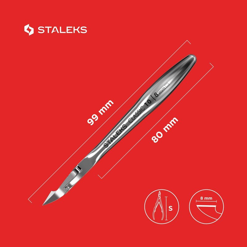 Staleks CLASSIC 10 Cuticle Nippers – 14 mm Blades – Stainless Steel – Comfortable Grip – For Home Manicure and Pedicure