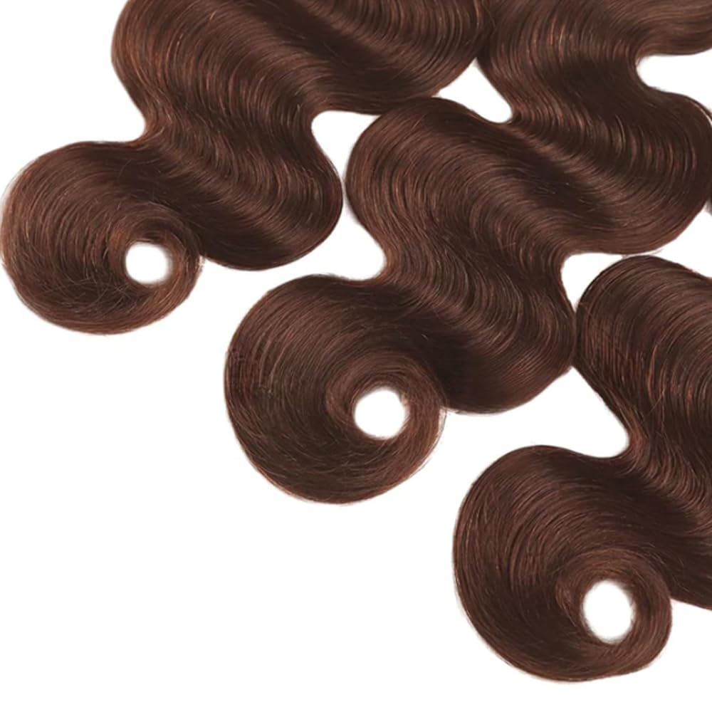 Color #4 Human Hair Bundle Chocolate Brown Body Wave 3 Bundles 22 24 26 inch 10A Real Brown Body Wave Human Hair Extensions #4 Color 150g
