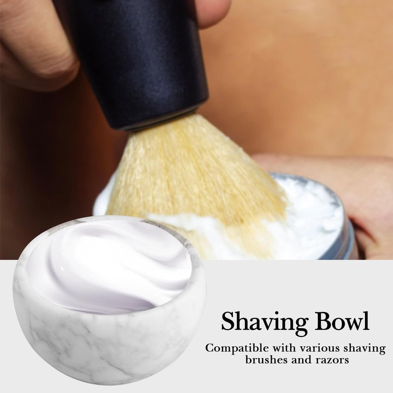 Linkidea Marble Shaving Bowl, Modern Marble Shaving Cream Cup, Large Capacity, 4" x 2" (10cm x 6.5cm), Shave Soap Bowl
