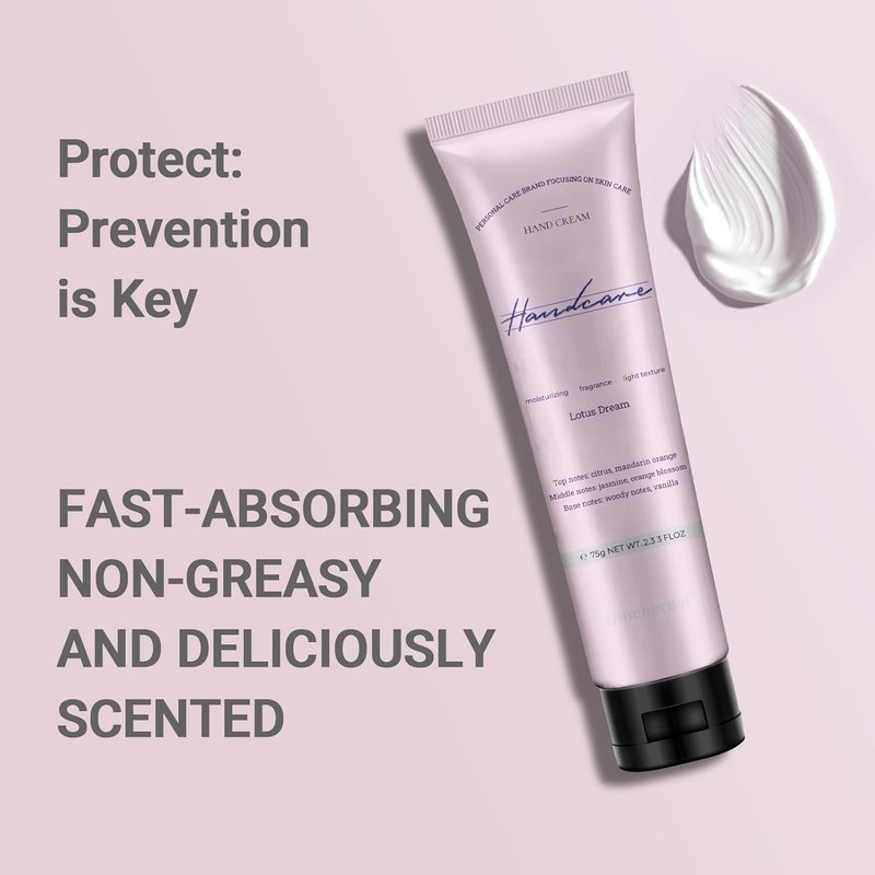 Lotus Dream Hand Cream for Dry Cracked Hands - Travel Size 2.33fl.oz | Perfect Birthday & Bridesmaid Gift Set
