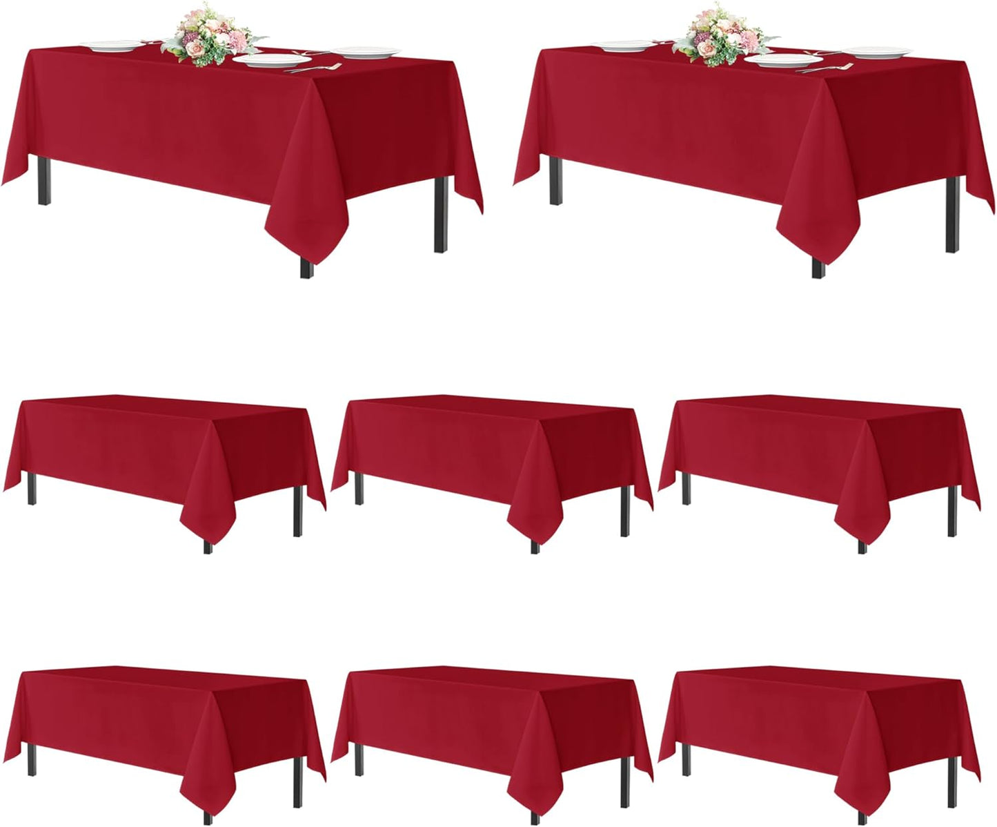 White Rectangle Tablecloth 60 x 102 Inch - Stain & Wrinkle Resistant Polyester for Dining, Buffets & Camping